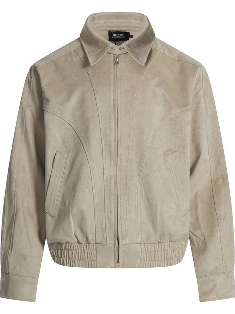 

2025 New American Retro Suede Jaet Men's Autumn Winter Loose Casual Collar up Top Windproof Zipper ort Sle M Outerwear