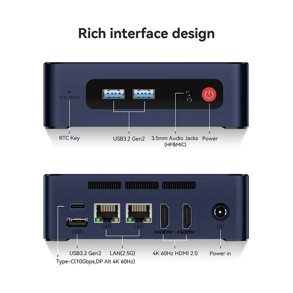 RTS Beelink EQ12 mini PC with 12th Generation Intel N100 processor Wi-Fi 6 BT5.2 USB 3.2 Gen 2 RJ45 2.5G HD 2.0 Mini computer