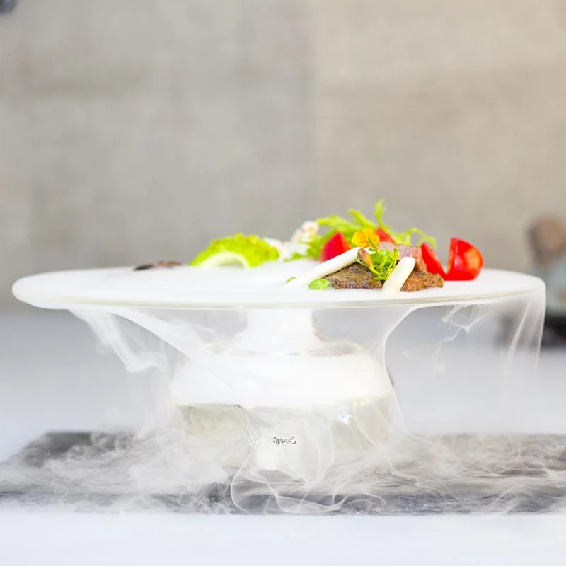 Dry ice glass tableware, artistic conception bowl, molecular cuisine, food hotel, large sashimi plate