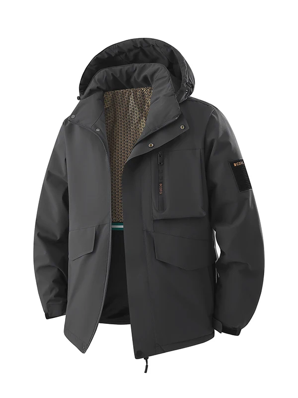 

New Faionable Casual Loose Jaet Men's Spring Autumn Polyester Fce Lined Zipper Hooded Warmth Youth ular Sle