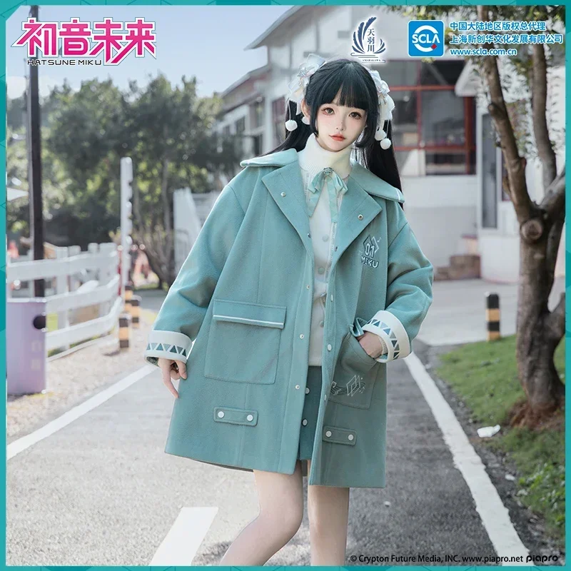 2024 Original Miku Coat Jacket Women Winter Overcoat JK Uniform Cosplay Costume Long Wool Coats Anime Clothing