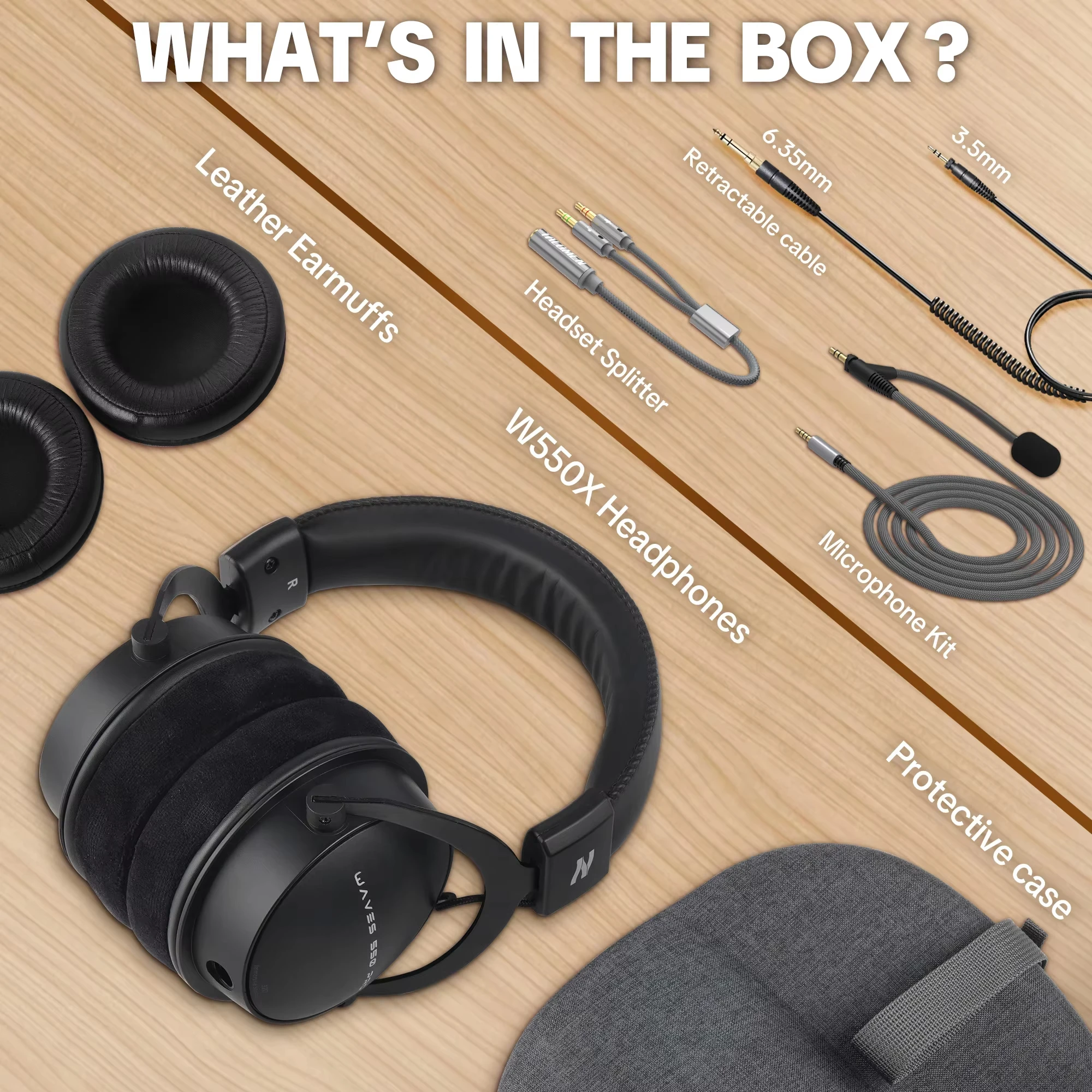 TOP W550X 탈로멘 오버이어 헤드폰 휴대용 오디오 및 비디오 장비 탈착식 케이블 내장 마이크 선물용