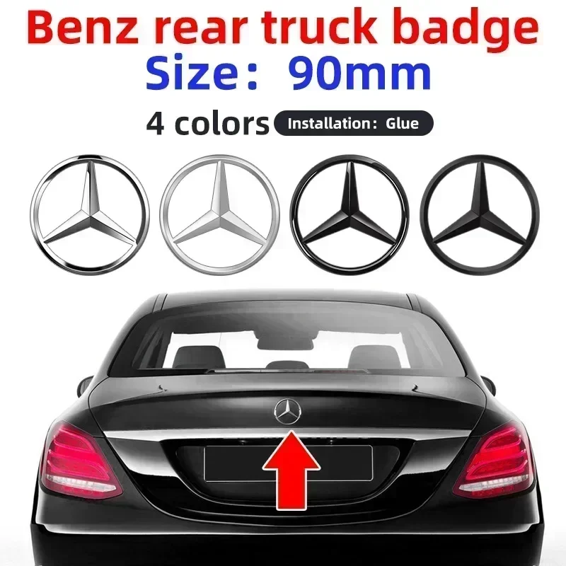 

90mm ABS Tail Star Emblems Rear Trunk Star Logo Stickers Badge for Mercedes Benz W204 W205 W212 W213 W177 W176 W117 X253 W247