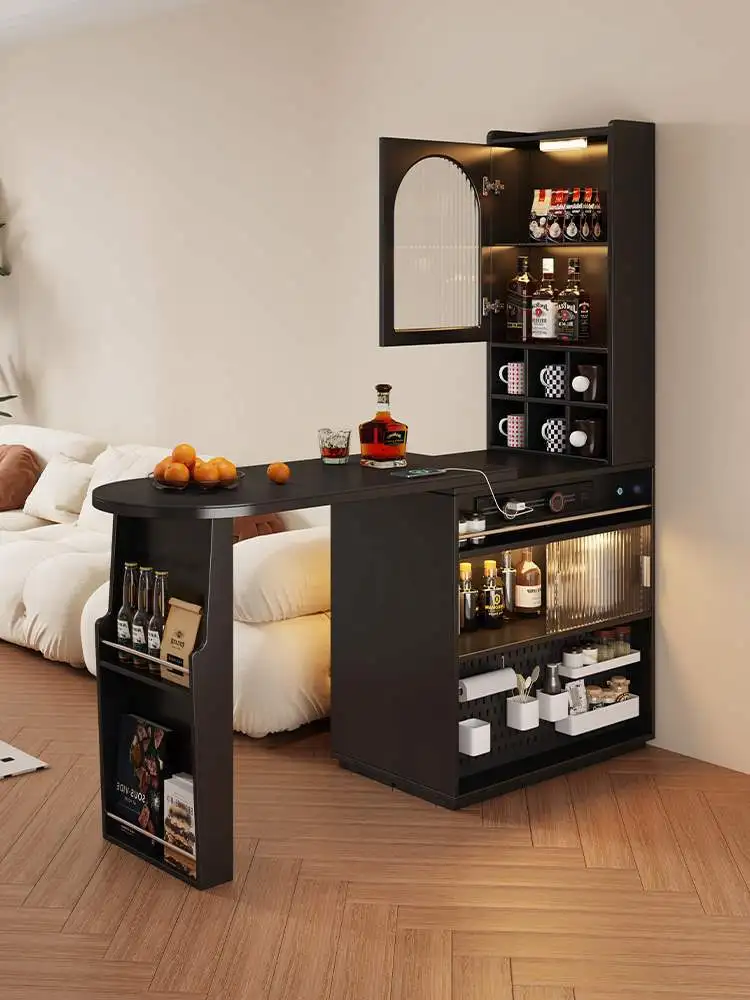 

American retro, wine cabinet bar integrated table 7-shaped living room partition, double-sided