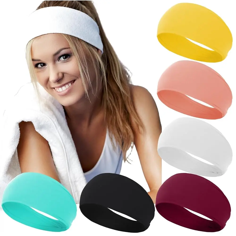 

Workout Headbands for Women, 3.9 Inch Wide Thick Stretchy Sports Sweatbands, Non Slip No Headache Buttery Soft Head Bands fo