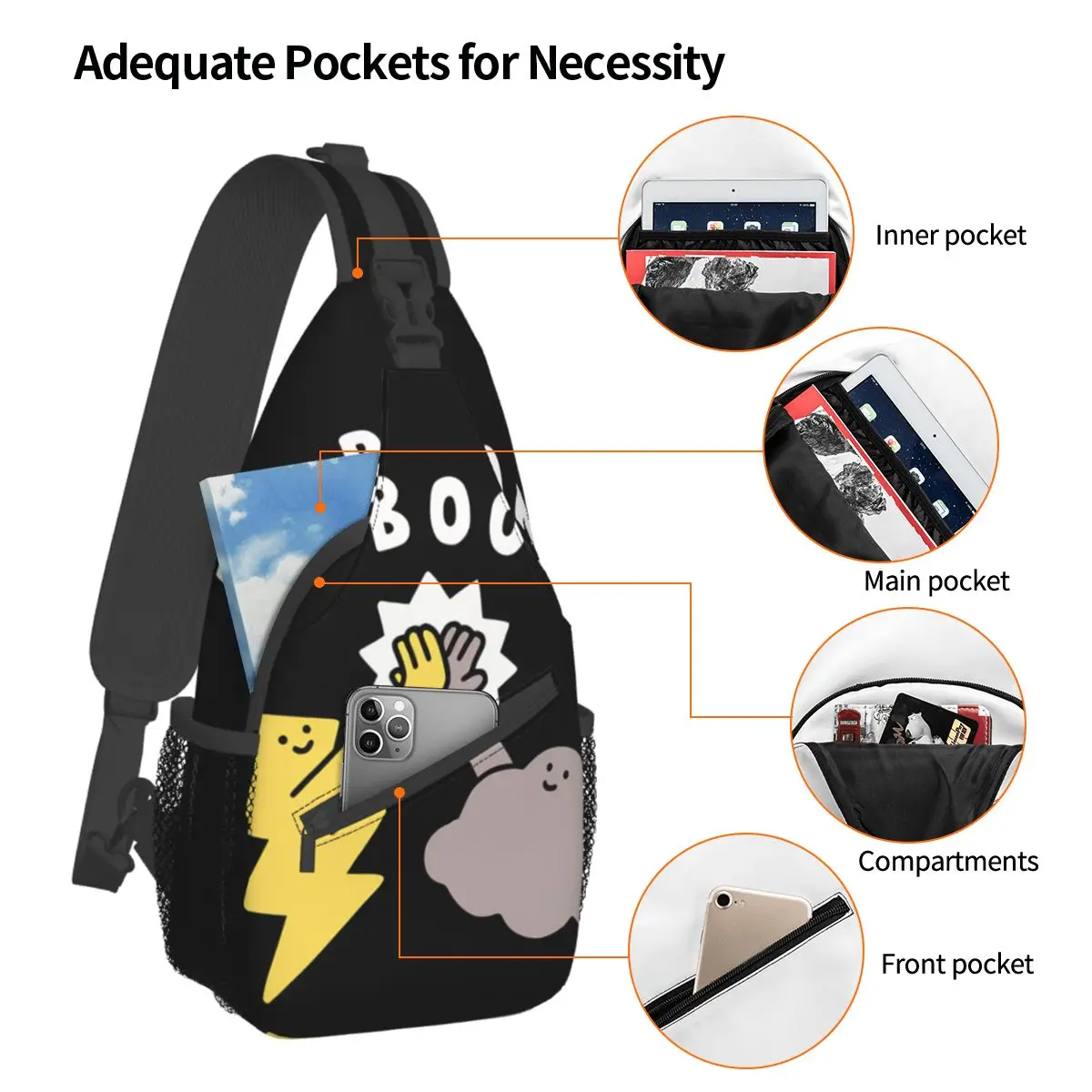 Thunderclap Crossbody Chest Bags, Pockets, Travel Pack, Messenger Sports, Teens Initiated Bag, Unisex