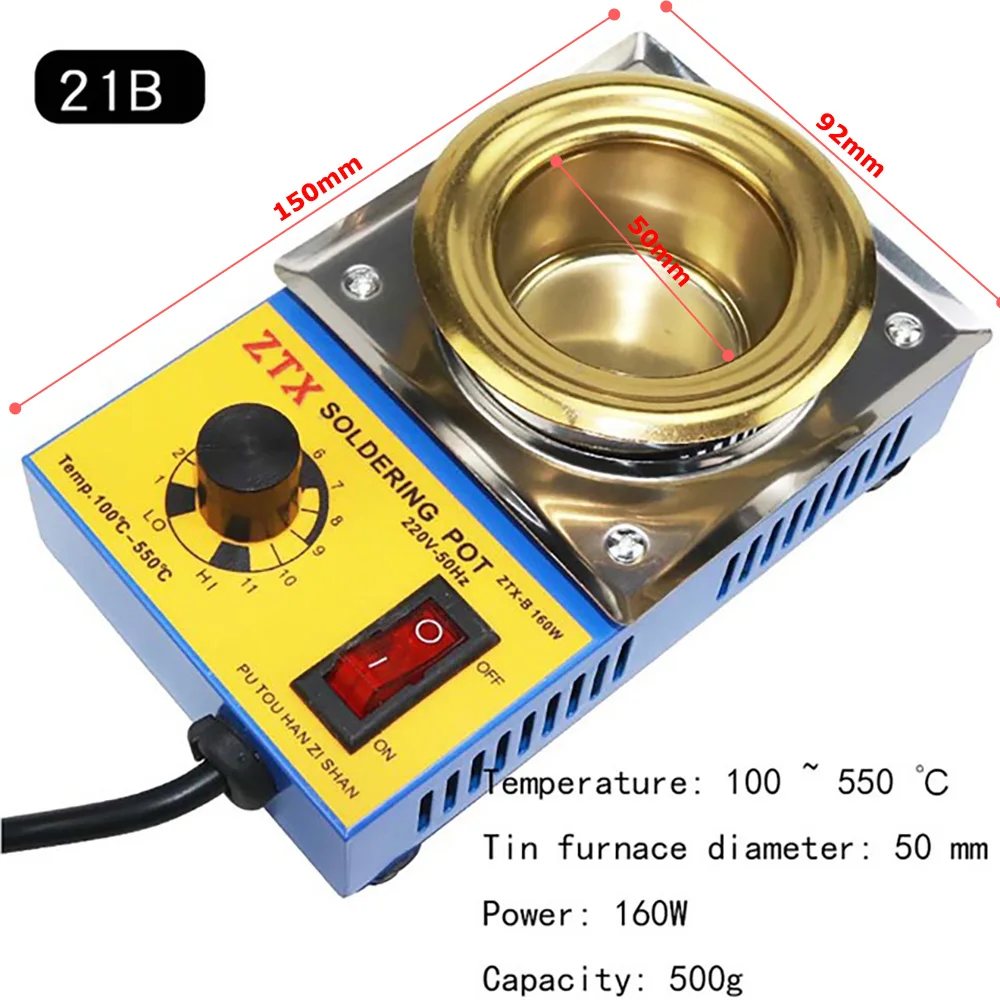 160W 220V Adjustable Temperature Tin Melting Furnace Stove Pot Tools EU Plug