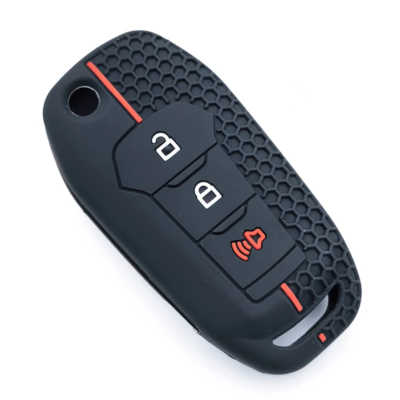 Funda de Silicona para Llave de Coche con 3 Botones, Carcasa para Llave Remota para Ford Figo 2017, Mondeo 5, Ecosport, Puma 2020, Fiesta Mk8, Everest, Ranger