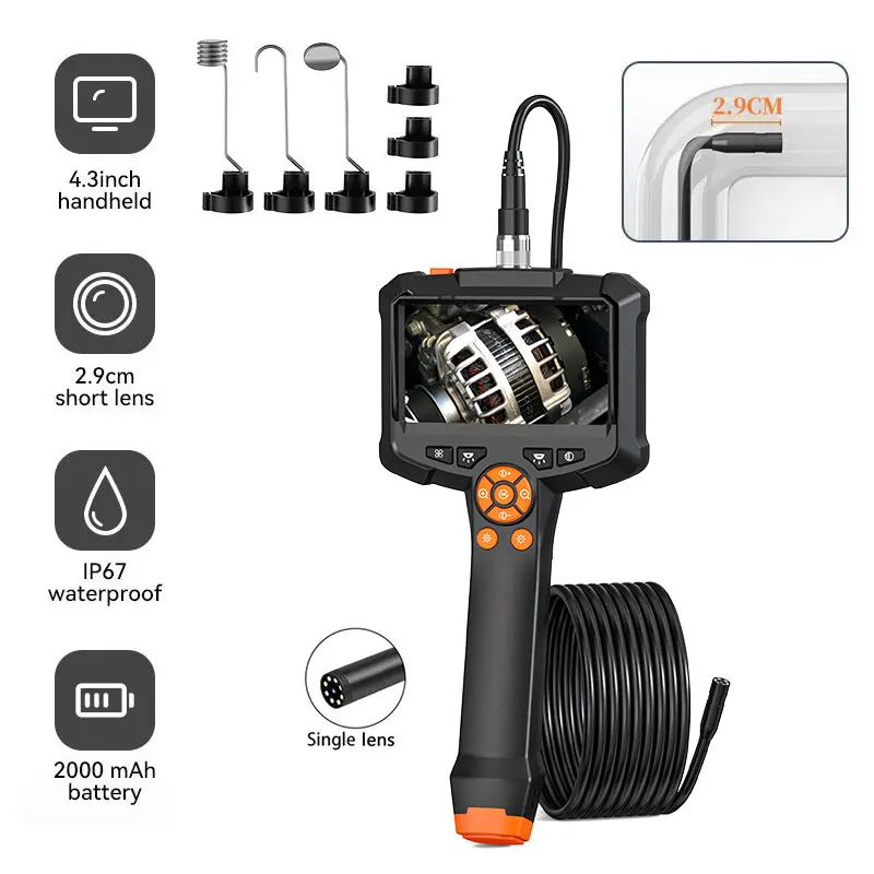 4.3inch IPS Screen Handhold Industrial Endoscope Camera Waterproof HD1080P Lens Inspection Camera Borescope For Car Pipe IP67