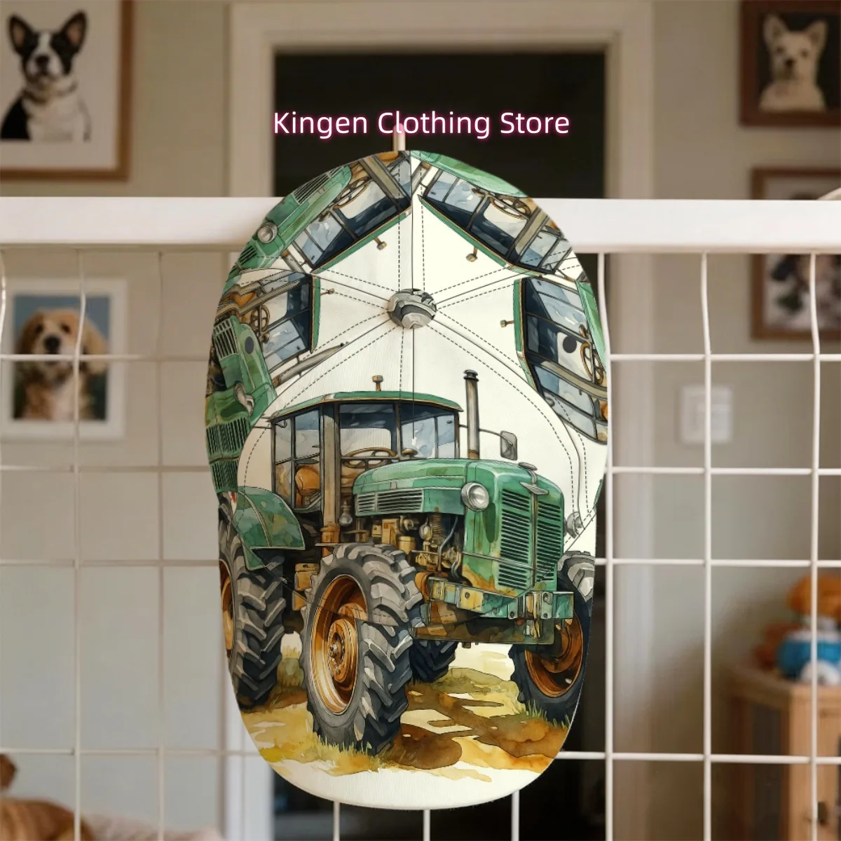1pc Watercolor Vintage Green Tractor Baseball Cap Hiking Gear Summer Style Driver Cap Full Print Pattern Holiday Gift Concert Ca