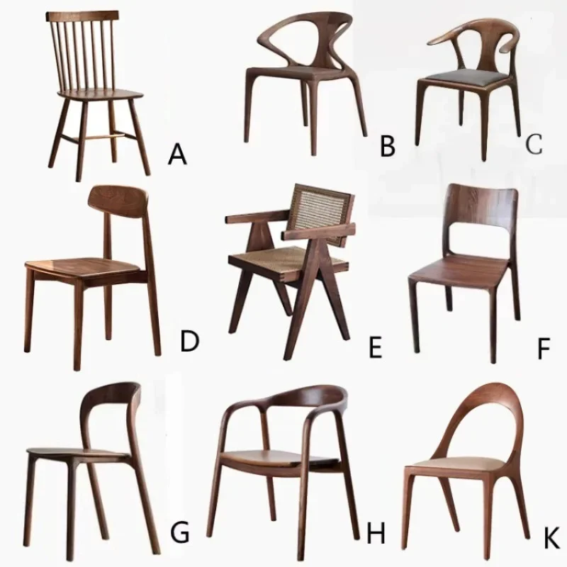 North American black walnut all-solid wood dining chair, log home study, solid wood armchair, back chair