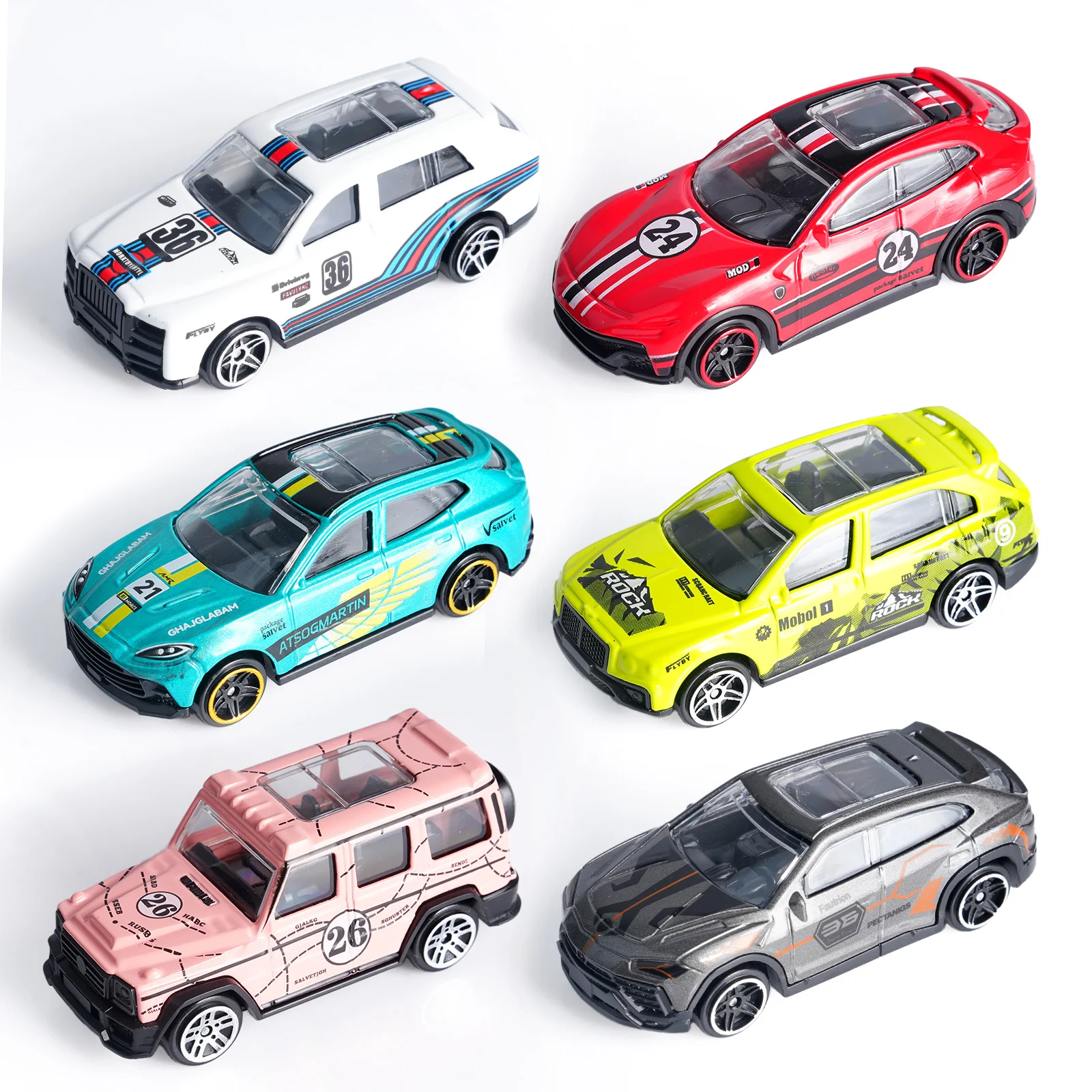 1:64 Mixed Color 6Pcs Alloy Diecast Car Set, Mini Race Vehicle Model, Toy Car Collection, Multi Style SUV Sports Car Gift