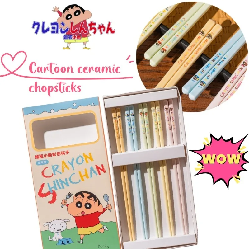 

New Crayon Shin-chan High Color Value Creative Ceramic Chopsticks Cartoon Cute Household High Temperature Resistant Chopsticks