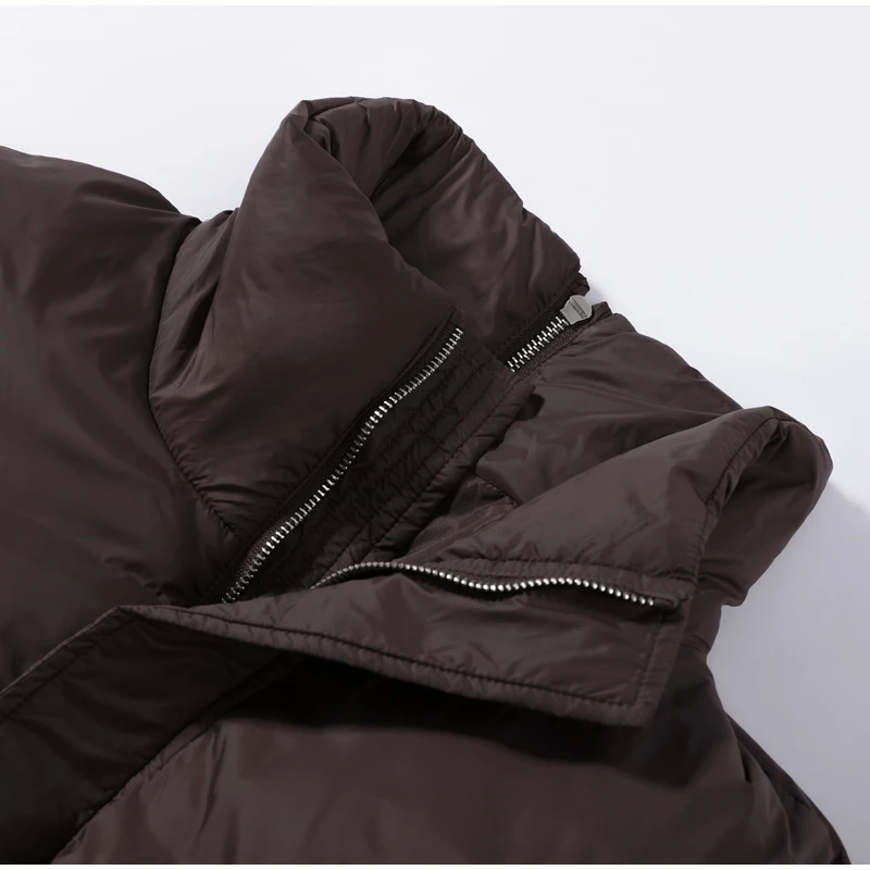 Fashion Glossy Padded Jackets Women's Drawstring Zipper Stand Collar Thicken Coats 2026 New Ladies Winter Solid Color Outwear