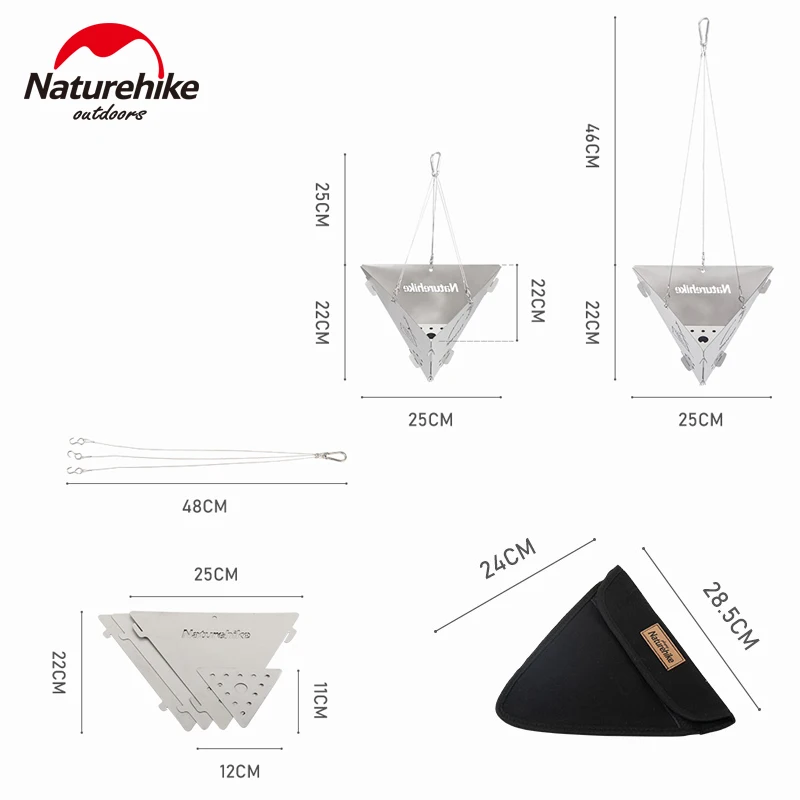 Naturehike Triangular Bonfire Stand Hanger Chain Stove 201 Stainless Steel Ultralight Campfire BBQ Grill Camping Picnic Tools