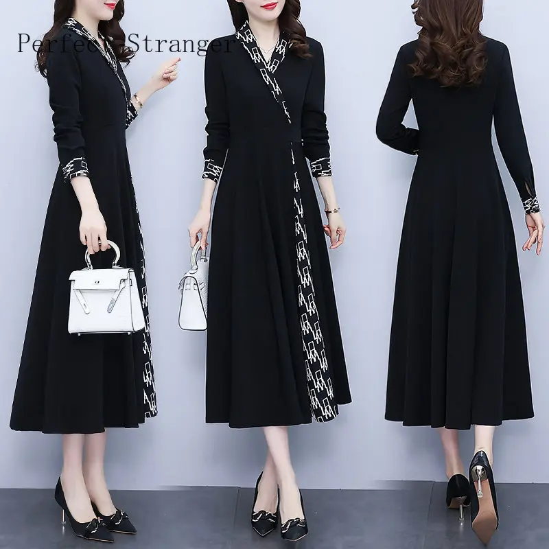 2022 Autumn Winter New Arrival Turn-down Collar Long Sleeve Vestidos De Fiesta Women Long Dress Robe Longue Mousseline Femme