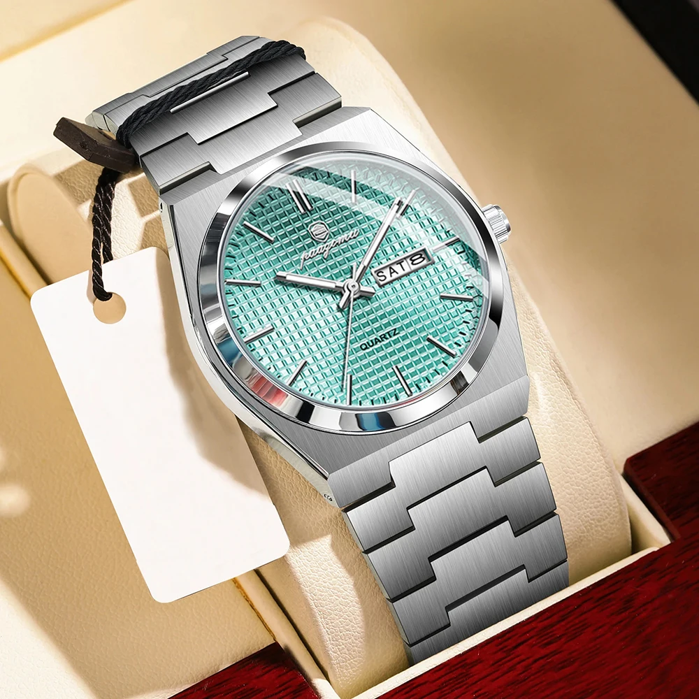 PAAZOMU Luxury Men Wristwatch Waterproof Luminous Date Week Watch For Man Stainless Steel Men's Watches Quartz Male Clock Sport