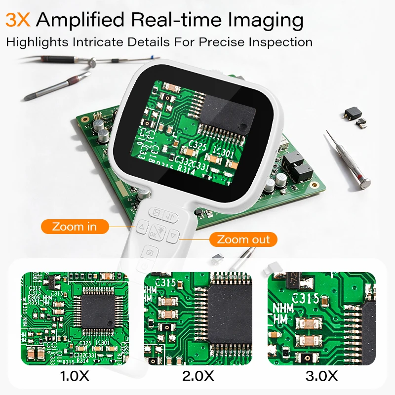 LED-HD-Kamera, digitales Mikroskop mit digital einstellbarem Fokus und 2,8-Zoll-IPS-Display, 100-fache Vergrößerung, geeignet für die Reparatur von Elektronikgeräten und Schmuck. – Detail 6