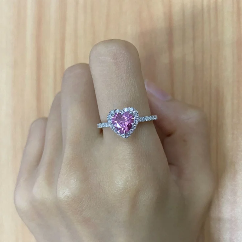 JoyceJelly 1CT 2CT Heart Shaped Moissanite Rings For Women S925 Sterling Silver Plated 18K Wedding Bands Luxury Fine Jewelry - Image 6