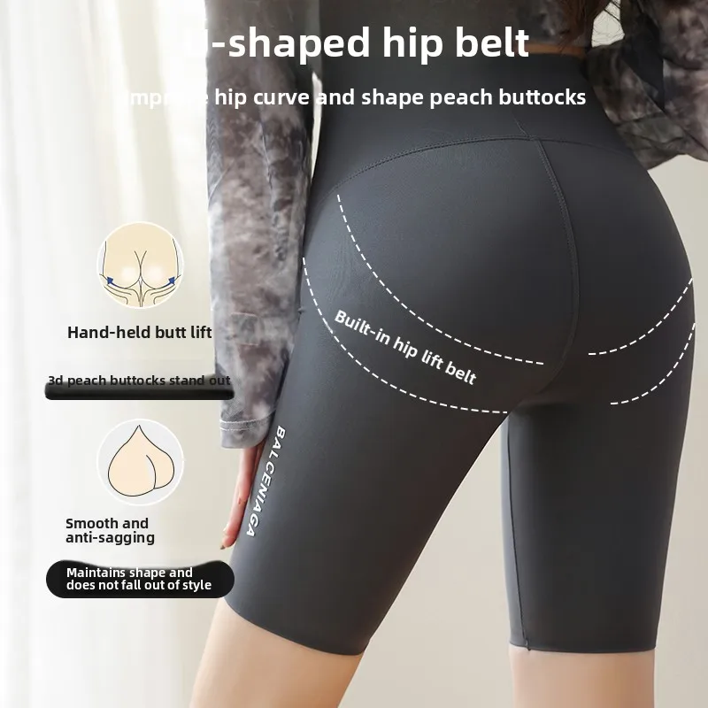 Damskie spodnie do jogi wyszczuplające, letnie, cienkie, długość do połowy łydki, warstwa bazowa, legginsy, obcisłe, modelujące brzuch, do jazdy na rowerze...