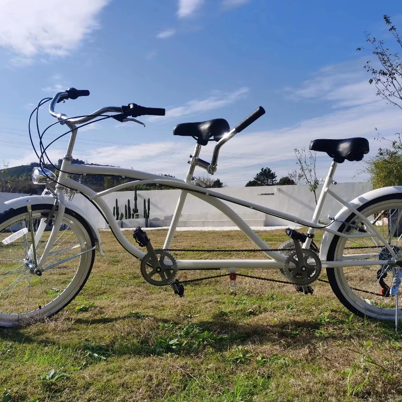 

Popular new 24-inch 18-speed white retro double bicycle two-seat casual retro nostalgic bicycle