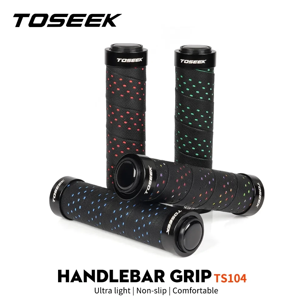 

TOSEEK TS104 Bicycle Grips PU Tape Cover Grips Non-slip Aluminum Double Lock Bicycle Handles MTB Cuffs Mountain Bike Grips