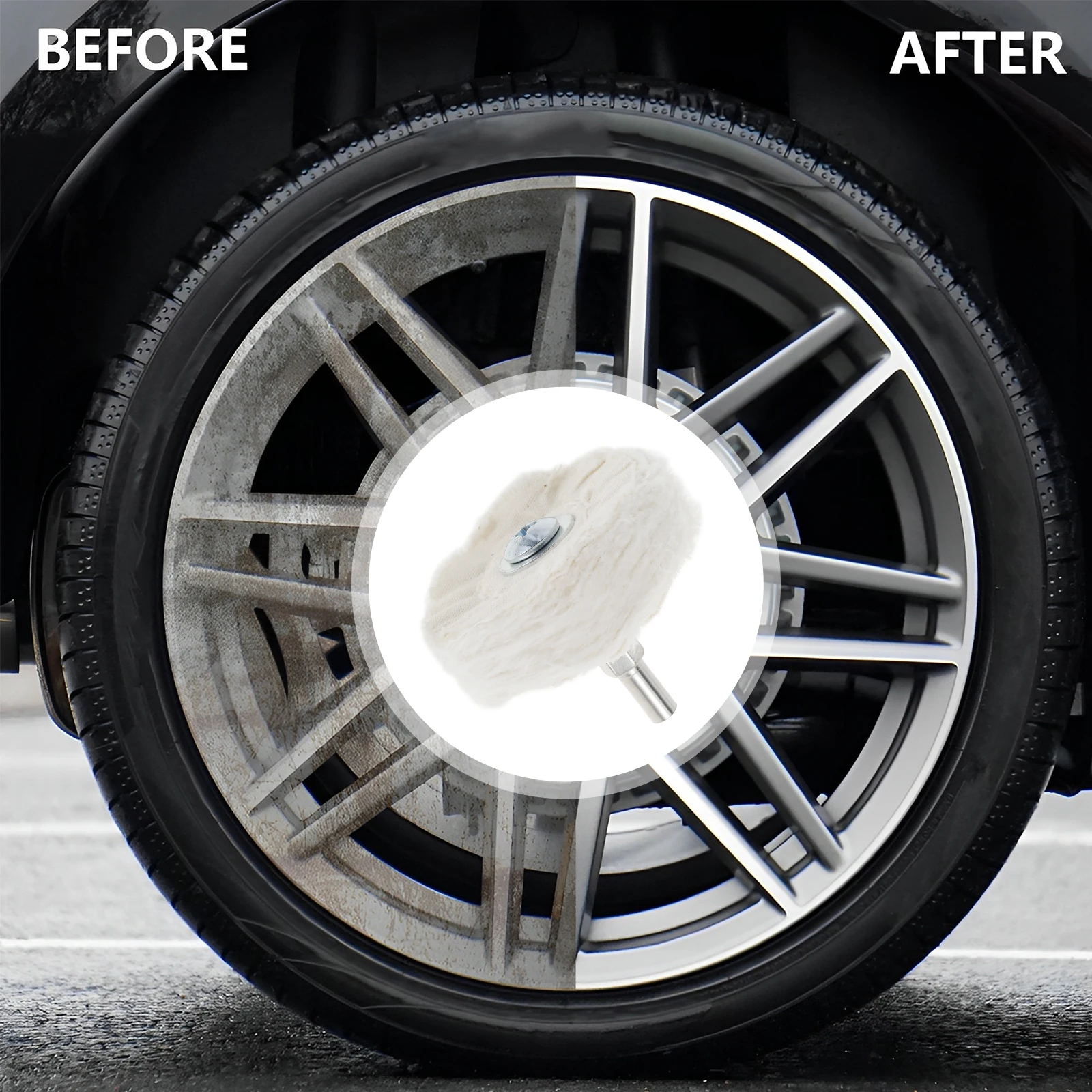 10/7Pcs Cotton Lint Cloth Polishing Wheels Buffing Pad Mop Wheel Reusable Grinding Head for car Waxing Hub Beauty Cleaning