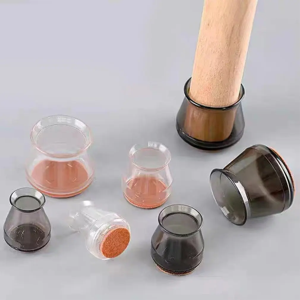 Silicone Chair Leg Protectors with Felt for Hardwood Floors Elastic Leg Cover Pad for Protecting Floors from Scratches and Noise