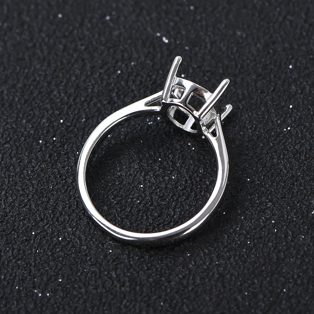 925 Silver 4 Prong Ring Setting for 8x10mm Gemstone, Minimalist Solitaire Jewelry Making DIY, Blank Ring Mount for Handmade Ring