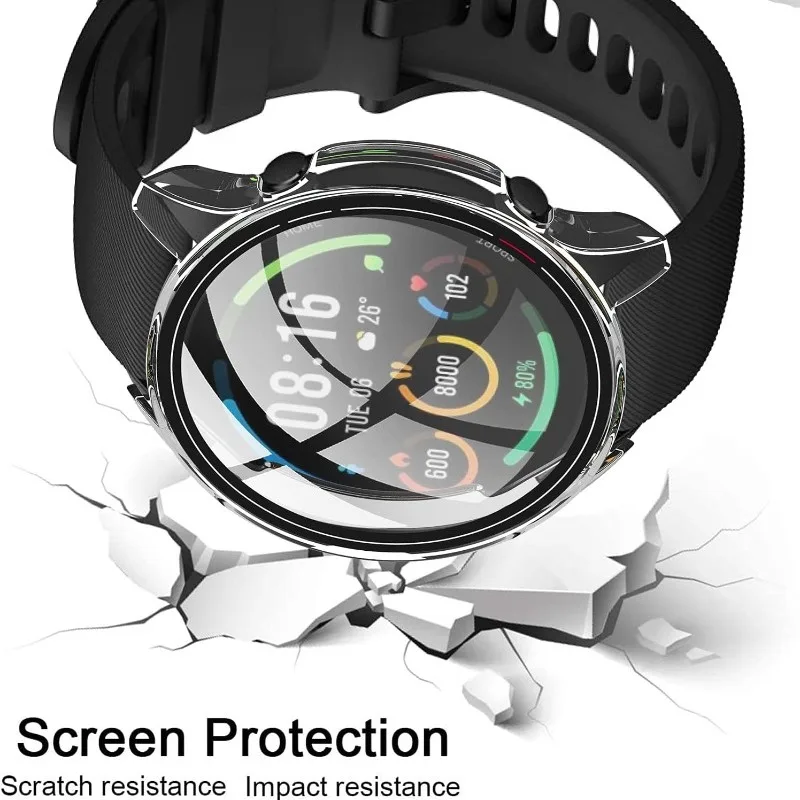 2in1 Protective Case with Screen Protector for Xiaomi Watch S1 Tempered Glass Film Anti-fingerprint HD Full Coverage Hard Cover