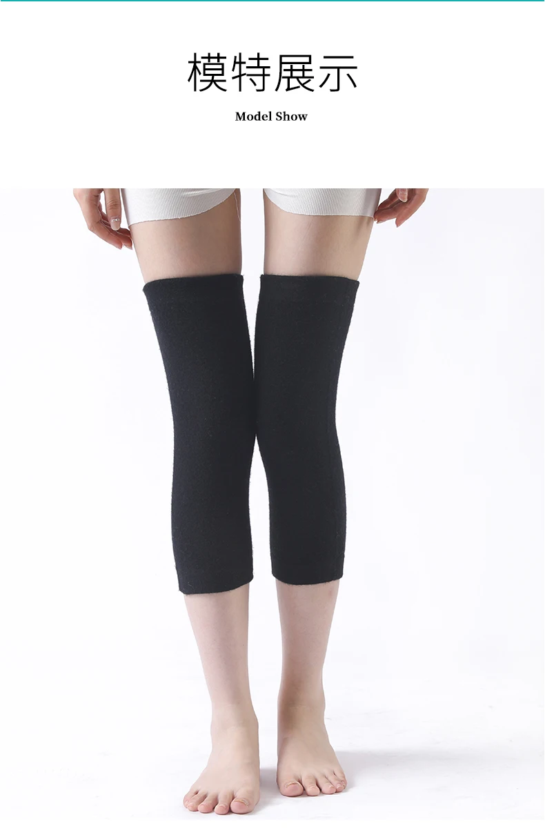 100% wolle Unisex Knie Hülse Solide Winter Kältebeständig Warme Knie Männer Gestrickte Hohe Kniescheibe Knie Protektoren Beinlinge Frauen Herbst – Detail 1