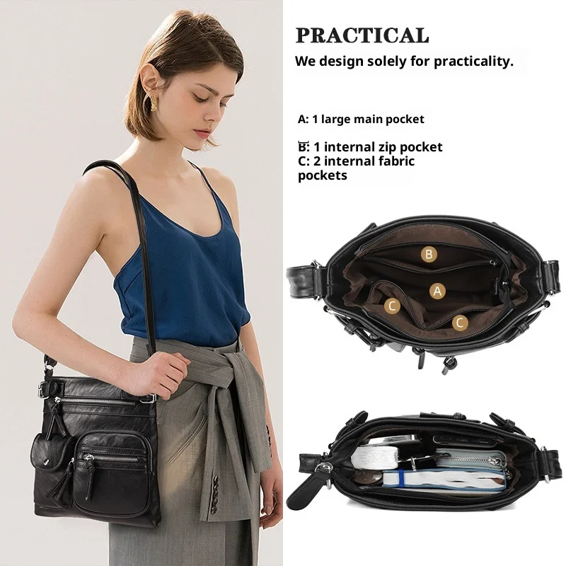 Casual Crossbody Bag for Women,Multifunctional Small Square Bags Fashion Niche PU Shoulder Bag Women Handbags