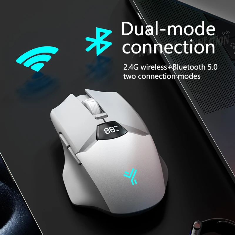Warvank SX01 Ratón inalámbrico Bluetooth Pantalla inteligente Pantalla de nivel de batería Batería de litio recargable de 600 mAh Ratón silencioso