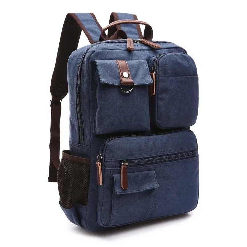 

Shoulder bag men's Korean version of the tide of large and medium-sized students canvas leisure bag computer backpack travel bag