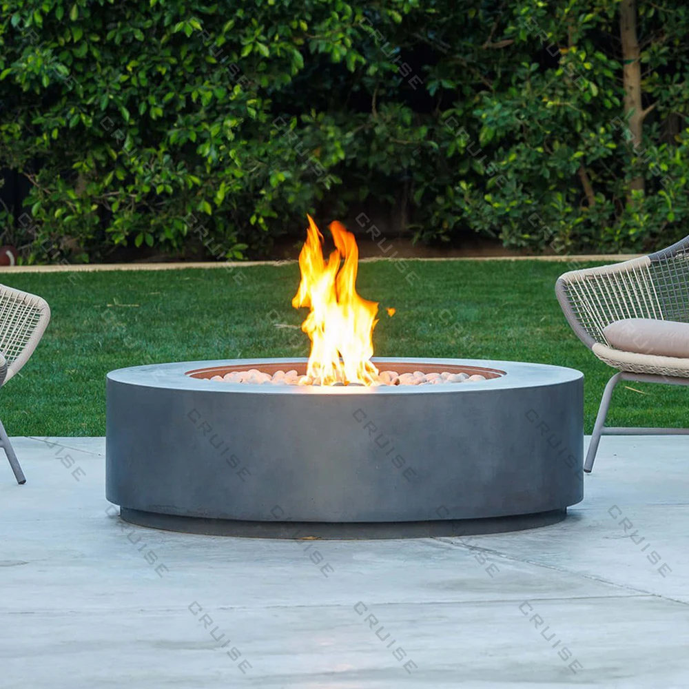 

Custom 1400mm Iron Stove Fire Pit CRUISE BBQ Outdoor Cooking with Wood/Gas/Alcohol/Automation True Fire Burns Warm Table