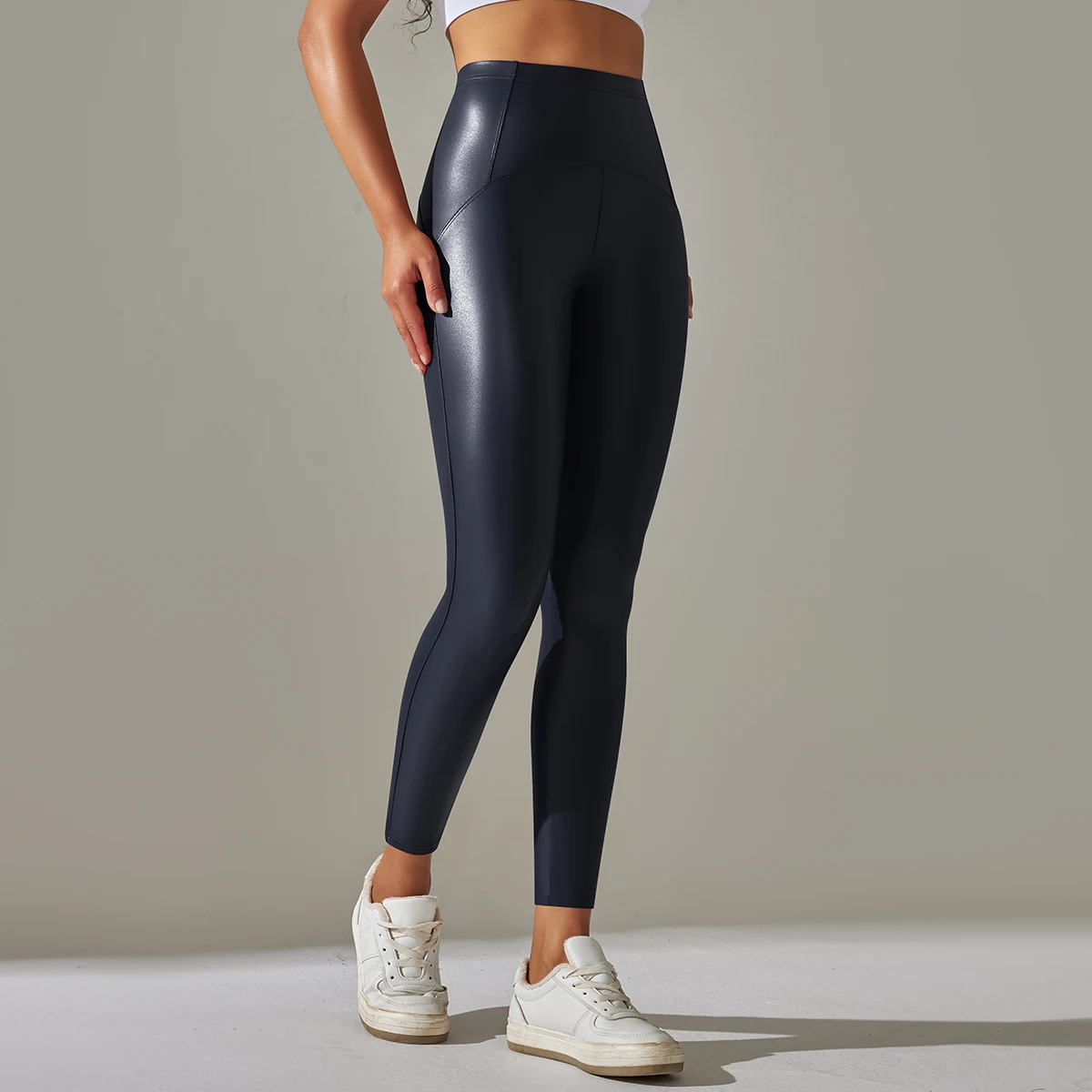 6-farbige Herbst-Winter-Lederhose, dünne Samt-PU-Leder-Leggings, hohe elastische Bund-Hose, sexy Schlankheits-Leggings – Detail 19