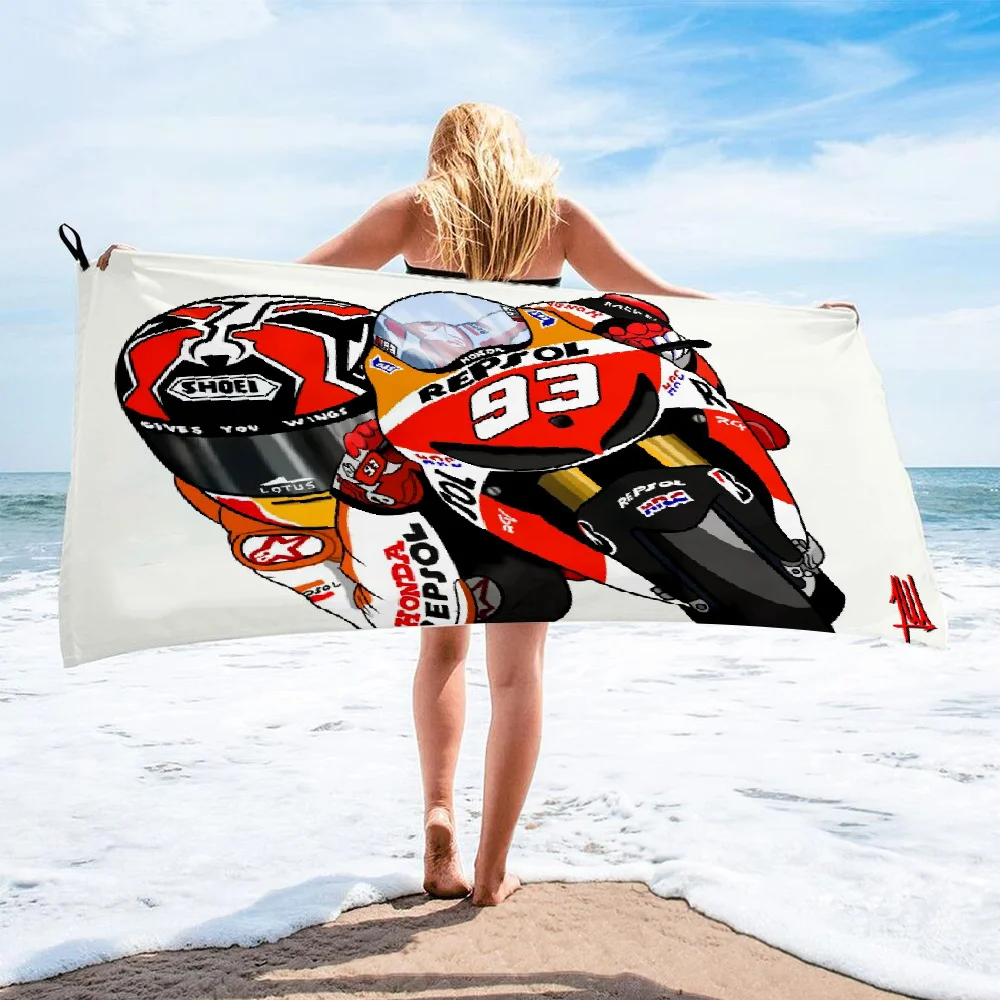 Racing Car Printed Bath Towel Extreme Motorcycle Beach Towel For Boys Teen Quick Dry Microfiber Sunscreen Blanket