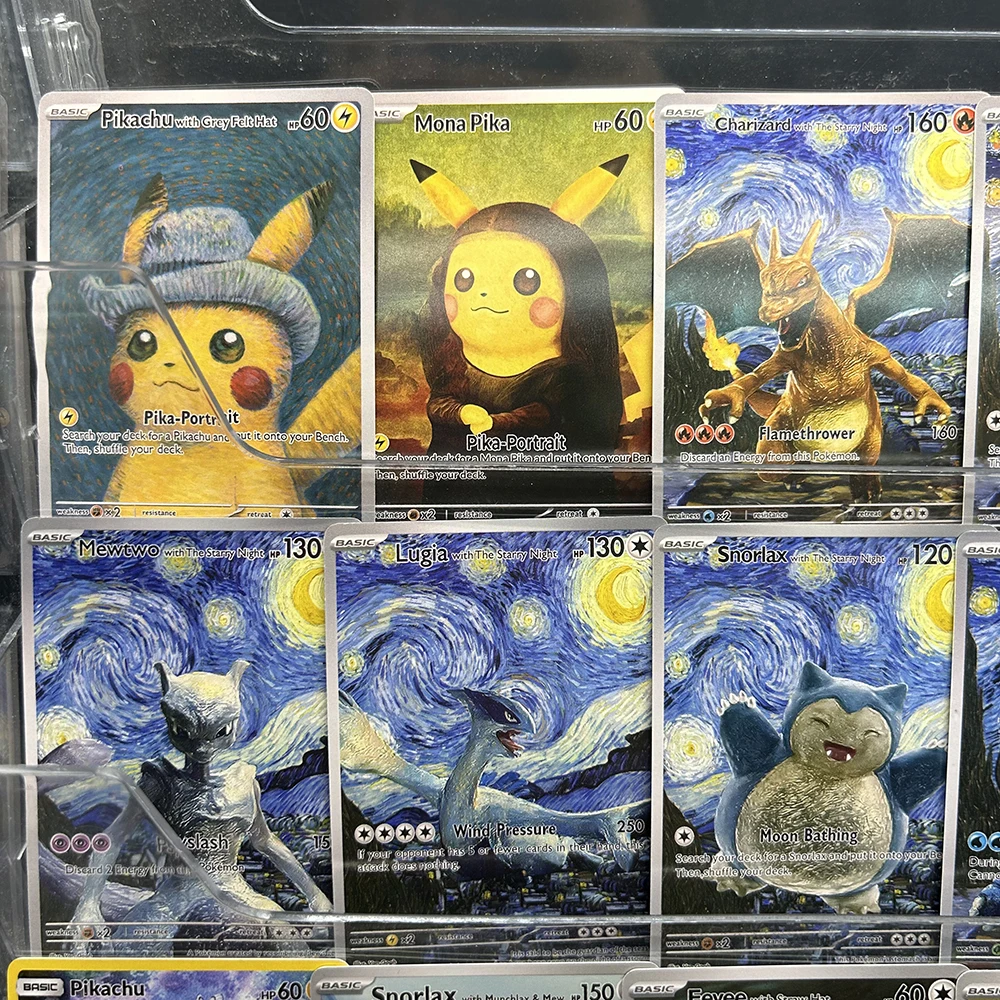 Anime Self-Contro Game Collection Card Starry Sky Series DIY Pichu Charizard Squirtle Handmade Card Craft Christmas Gifts