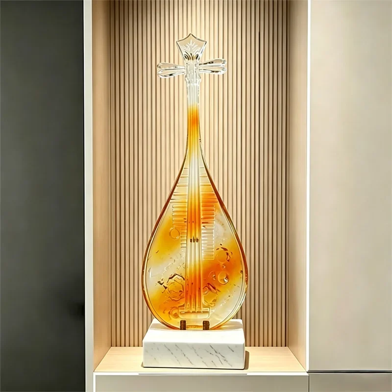 d9New Chinese Pipa Ornament High-end Light Luxury Transparent Sculpture Living Room Entrance TV Cabinet Creative Home
