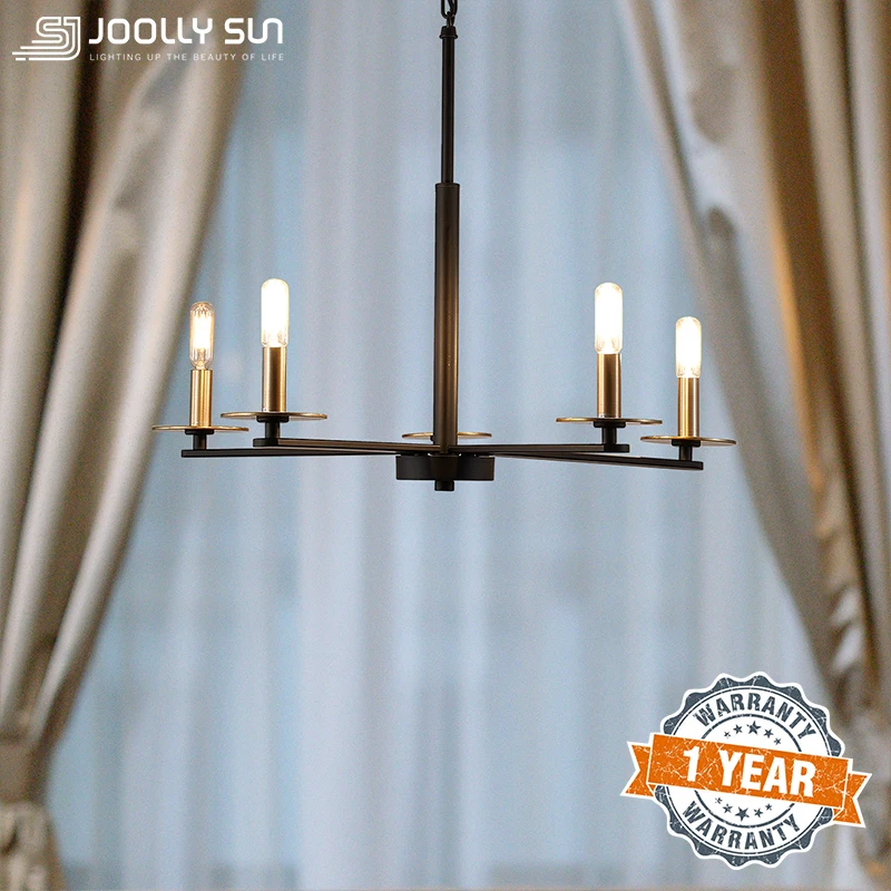 Joollysun Chandelier Lighting Rustic Ceiling Hanging Light New Classical 5-Light Candle Lights For Living Dining Room E12 Bulbs