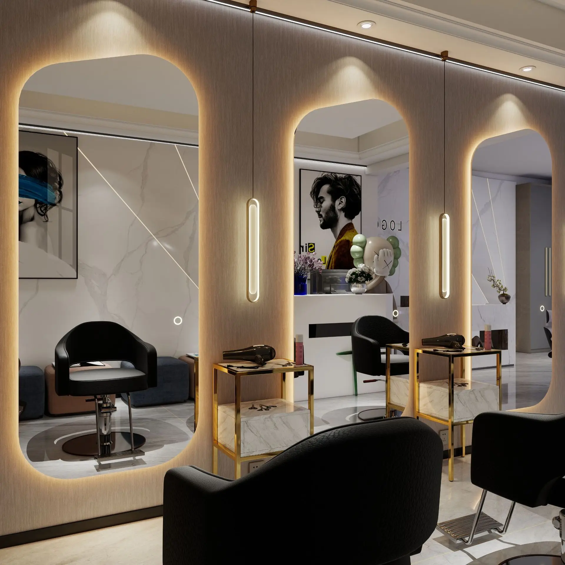 

New Internet celebrity special-shaped mirror, hairdressing mirror, barbershop hairdressing shop special mirror, salon salon