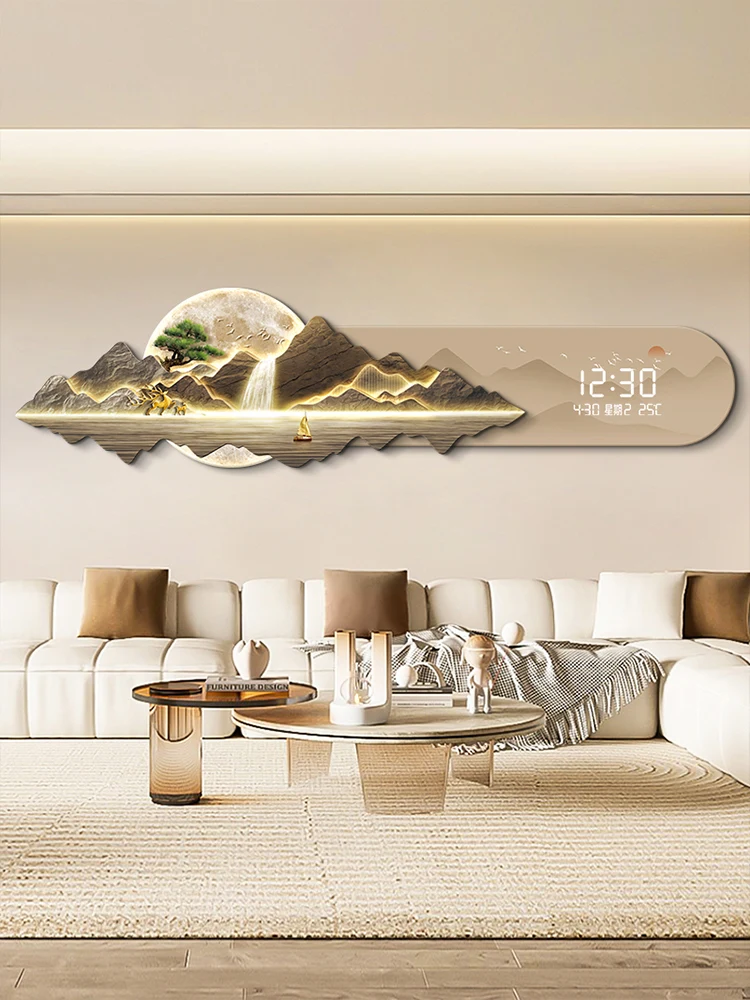 Living room corridor decoration landscape light high-end LED light luxury style wall lamp wall mounted clock painting