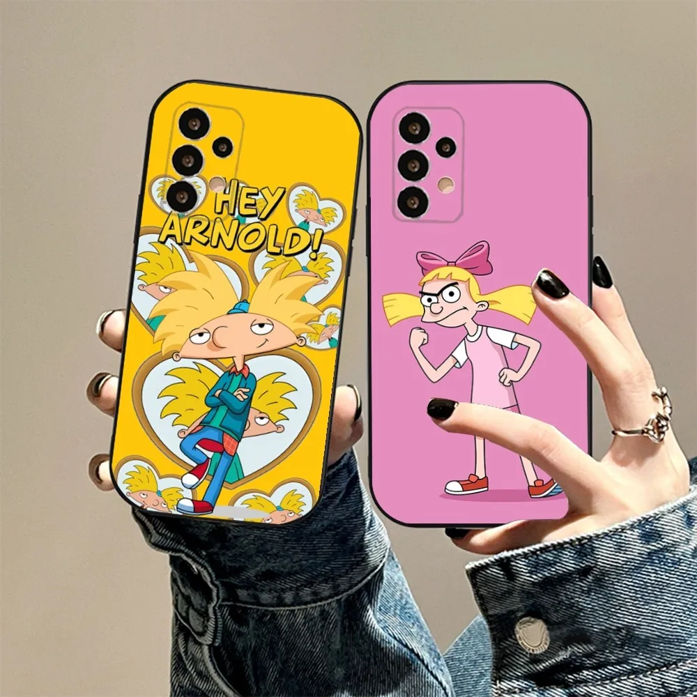 Cartoon Hey Arnold F-Fondos Phone Case For Samsung S24,23,22,30,21,10,9,Ultra,Plus,Lite,FE,5G Black Soft Case