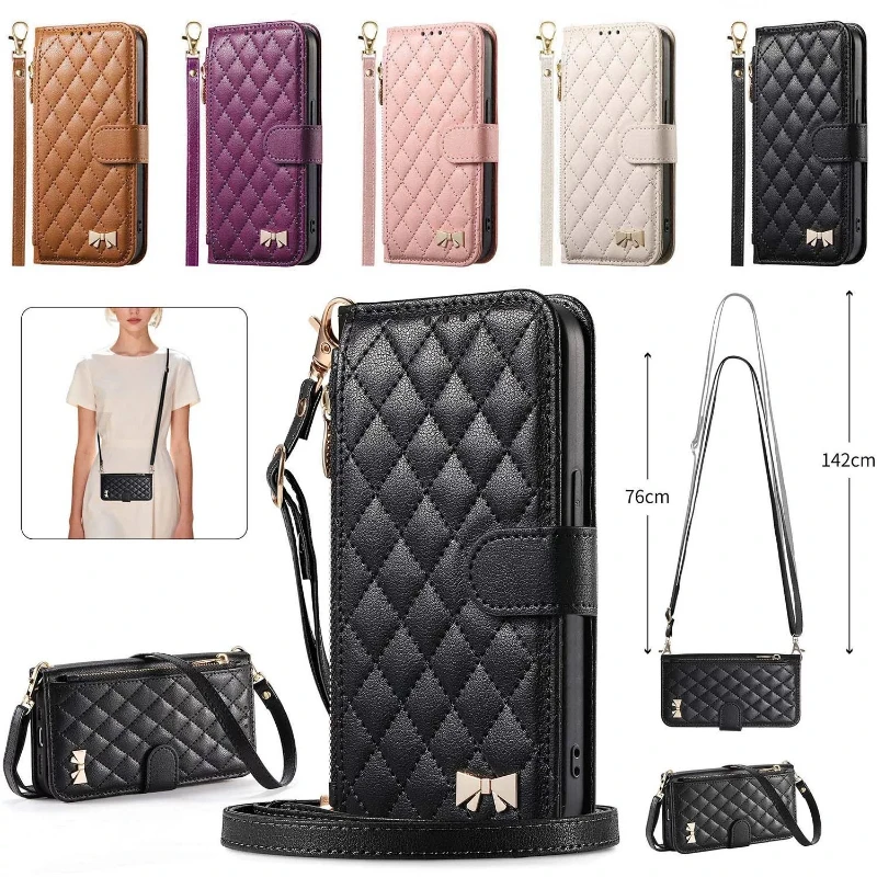 Crossbody Flip PU-Leder 3-Kartenhalter Brieftaschenhülle für Samsung Galaxy S26 S25 S24 S23 Plus Ultra FE Edge Stoßfeste Handyhülle