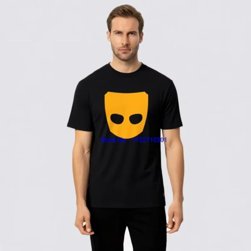 Herren Grindr Logo Harajuku Grafik T-Shirt aus Baumwolle Kurzarm Mode Sommer Print-Oberteil für Freizeitkleidung