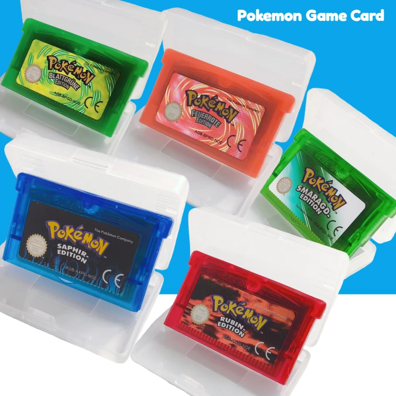 بوكيمون سلسلة GBA NDSL NDS GBM GBA SP لعبة فيديو خرطوشة الكرتون أنيمي الكلاسيكية 32 بت لعبة وحدة التحكم بطاقة الذاكرة NOE الألمانية