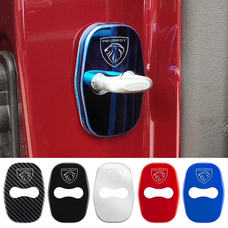 For Peugeot 206 307 308 3008 207 208 407 508 2008 5008 107 106 accessories 4pcs Stainless Steel Car Door Lock Cover Car Styling