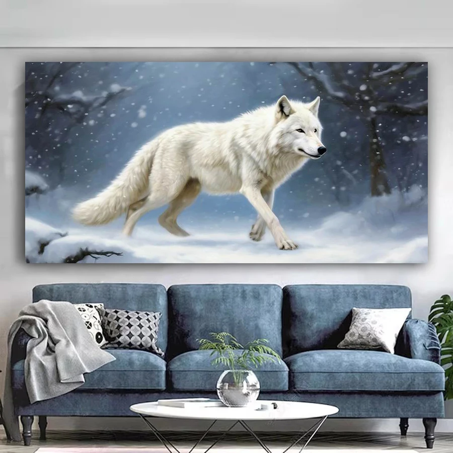 Diy Diamond Embroidery Snow Wolf Mosaic Picture Large Size Diamonds Painting Landscape Animal Full Jewelry Cross Stitch Kits