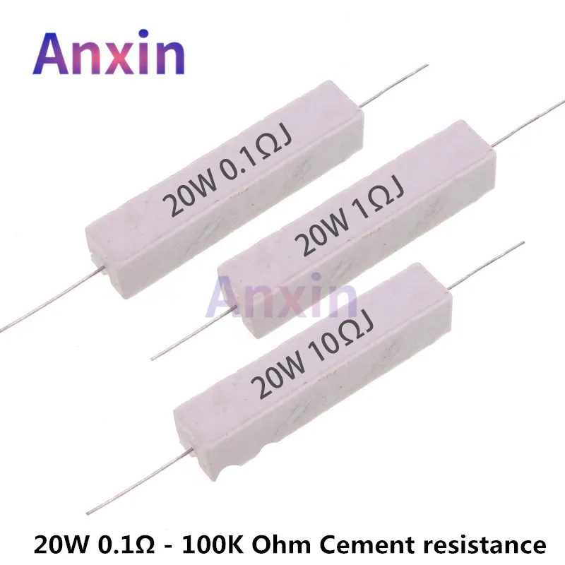 

5PCS 20W 0.1Ω - 100K Ohm Cement resistance 0.22R 0.47Ω 0.5Ω 1Ω 2Ω 4.7Ω 5Ω 10Ω 47Ω 100Ω 470Ω 1K 2K 10K 100K High power