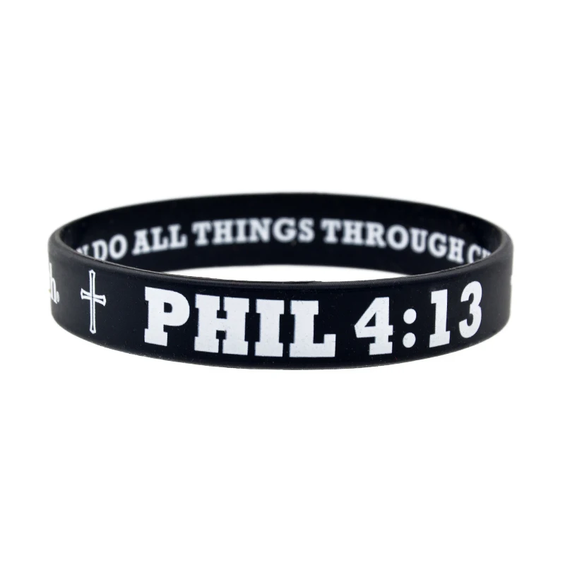 50 Pcs PHIL 4:13 Silicone Wristband Jesus Bracelet Says I can do all things through Christ Who Strengthens me